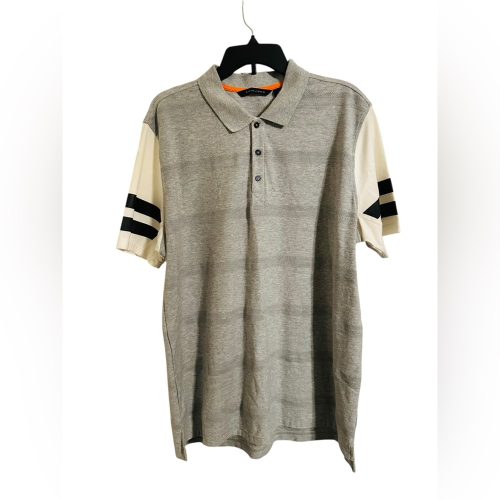 Sean John Gray Polo Shirt with Contrast Sleeves – Men’s XL - Picture 4 of 11